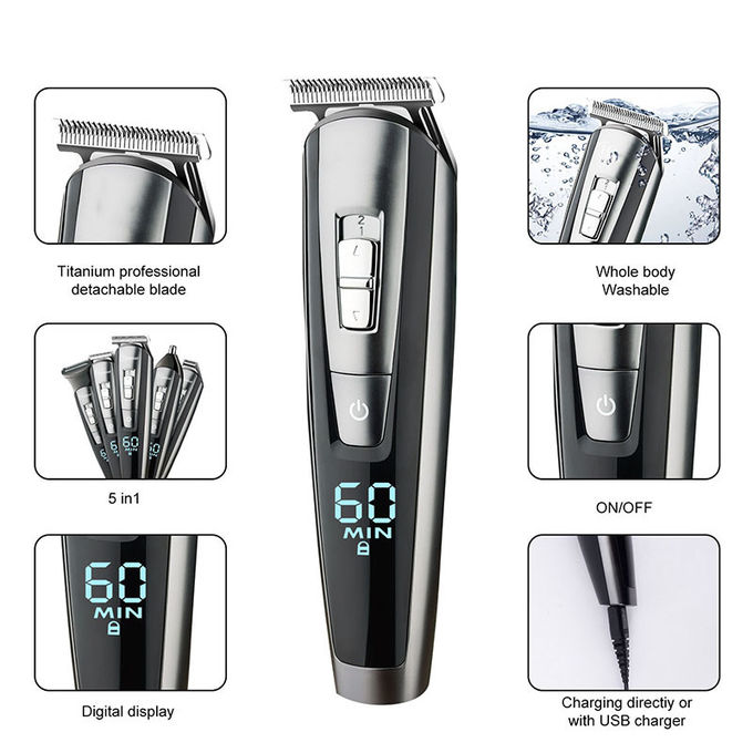 5 em 1 lâmina elétrica e ajustador do cabelo Waterproof o multi modo recarregável duplo funcional
